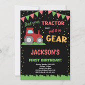 1stレッドフラグトラクター誕生日招待状 招待状 (正面)