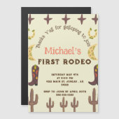 1stロデオウェスタンパーティーカントリー誕生日 マグネット招待状 (正面/裏面)