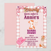 1stロデオカウガールテーマの誕生日招待状 招待状 (正面/裏面)