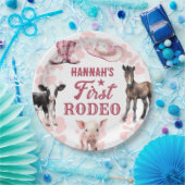 1stロデオピンク誕生日紙プレート ペーパープレート (パーティー)