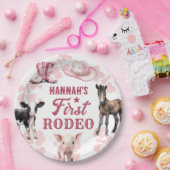 1stロデオピンク誕生日紙プレート ペーパープレート (パーティー)