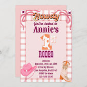 1stロデオ女性のカーボーイテーマ誕生日招待状 招待状 (正面/裏面)