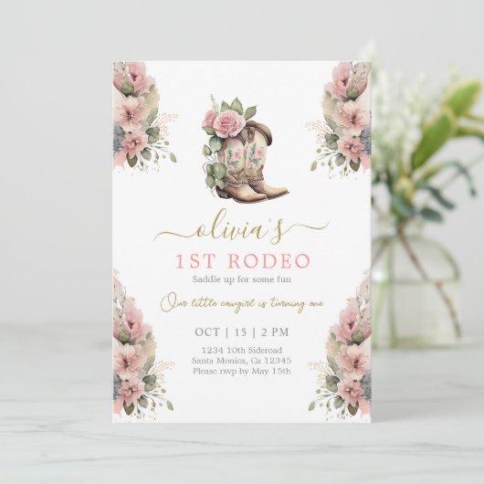 1stロデオ誕生日ガール招待状 招待状 (スタンド正面)