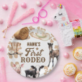 1stロデオ誕生日ボーイウェスタン ペーパープレート (パーティー)