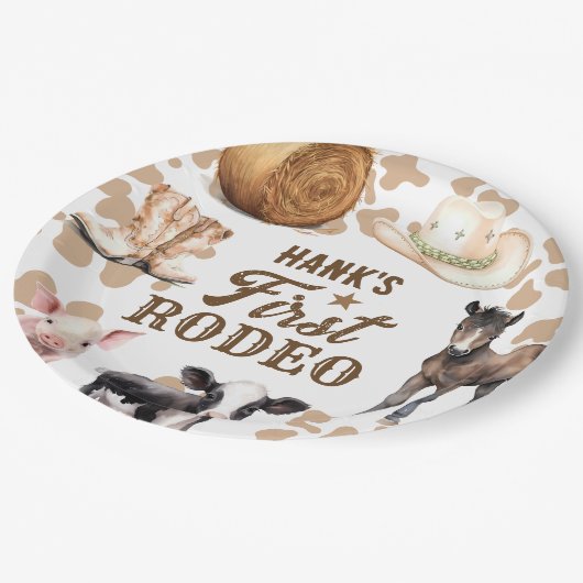 1stロデオ誕生日ボーイウェスタン ペーパープレート (アングル)