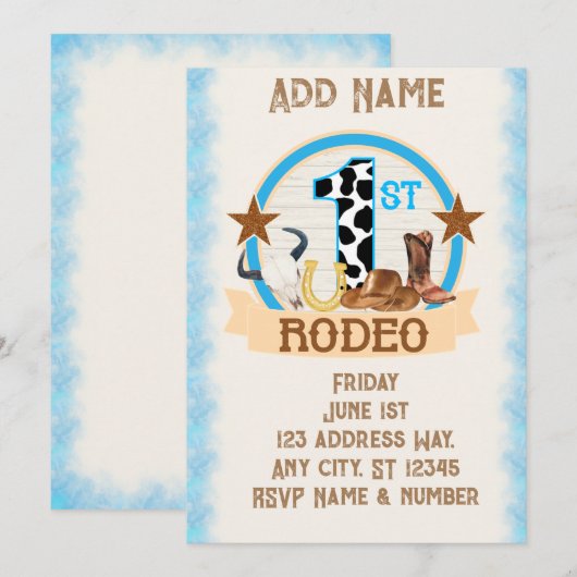 1stロデオ誕生日招待状 招待状 (正面/裏面)