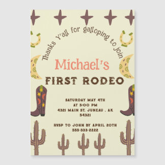 1stロデオ ウエスタン パーティー カントリー 誕生日 マグネット招待状