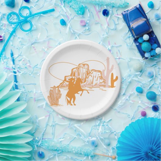 1stロデオ、ファーストロデオ誕生日、女性のカーボーイ誕生日 ペーパープレート (パーティー)