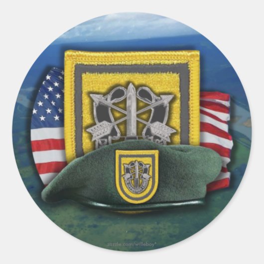 1st特殊部隊退役軍人vets flash namステッカー ラウンドシール (正面)