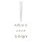 1st結婚したクリスマスホリーレッド&グリーンホリデー キューブオーナメント (右)