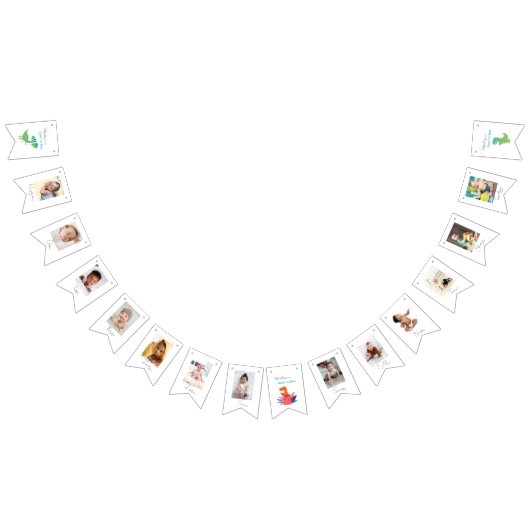 1st誕生日の恐竜12ヶ月の写真のバウンティングフラグ バンティングフラッグ (全)