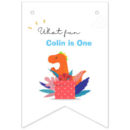 1st誕生日の恐竜12ヶ月の写真のバウンティングフラグ バンティングフラッグ