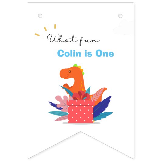 1st誕生日の恐竜12ヶ月の写真のバウンティングフラグ バンティングフラッグ (第9の旗)