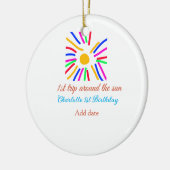 1st誕生日の日旅を追加する名前カラフル日g セラミックオーナメント (左)