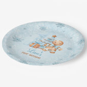 1st誕生日ジンジャーブレッドマンボーイブルークリスマス ペーパープレート (アングル)