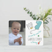 1st誕生日バルーンポストカード – プリントまたはダウンロード 招待状 (スタンド正面)