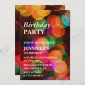 1st誕生日パーティの招待状紙吹雪スパークル 招待状 (正面/裏面)