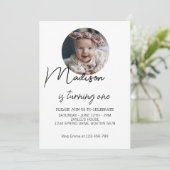 1st誕生日パーティーガールファースト誕生日フォト文字 招待状 (スタンド正面)