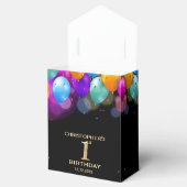 1st誕生日パーティーブラックと金ゴールドバルーン フェイバーボックス (オープン)