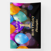1st誕生日パーティーブラックと金ゴールドバルーン 横断幕 (縦)