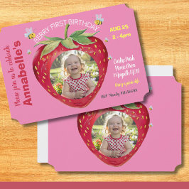 1st誕生日パーティー招待状チケットスウィートワン最初 招待状