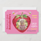 1st誕生日パーティー招待状チケットスウィートワン最初 招待状 (正面)