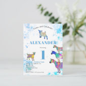 1st誕生日パーティー水彩ヤギ インビテーションポストカード (スタンド正面)