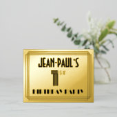 1st誕生日パーティー~アールデコスタイル「1」 +名前 箔招待状ポストカード (立ち正面)