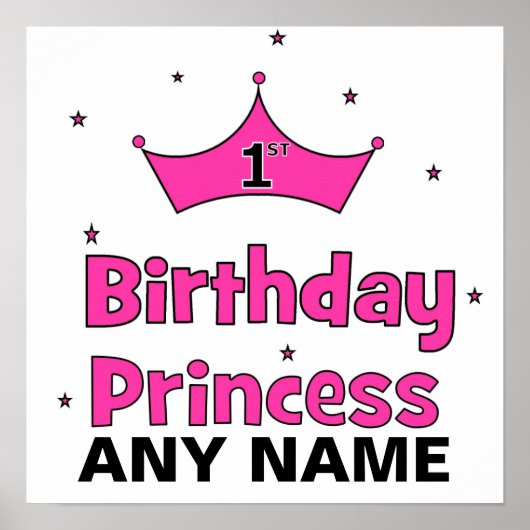 1st誕生日プリンセス！ピンククラウン付き ポスター (正面)