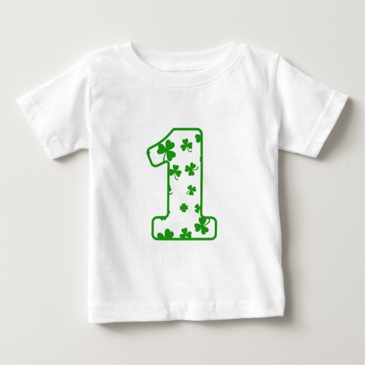 1st誕生日ラッキーシャームロック誕生日アイリッシュボーイV1 ベビーTシャツ (正面)