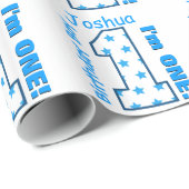 1st誕生日名前をカスタムするブルースターズNumber BOY V1 ラッピングペーパー (ロールコーナー)