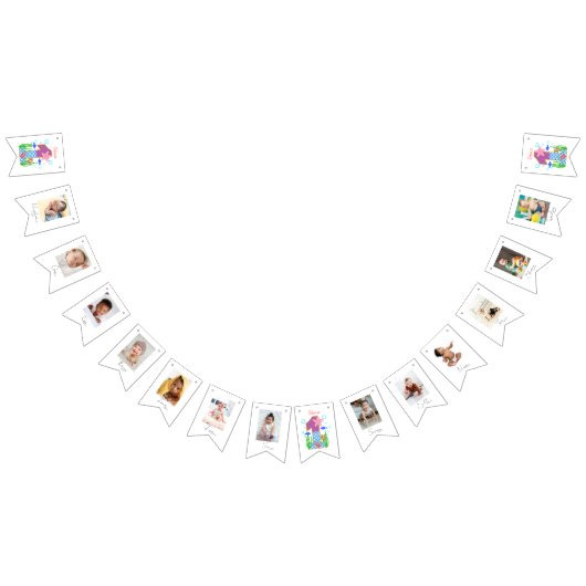 1st誕生日海テーマ12か月の写真 バンティングフラッグ (全)