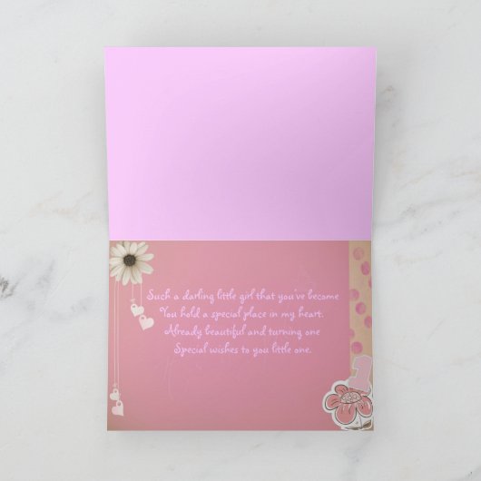 1st誕生日 – 女の子 カード (内部)