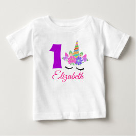 1st バー Birthday ユニコーン ベビーTシャツ