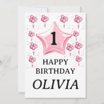 1st 女の子 お誕生日おめでとう かわいい ピンク 風船