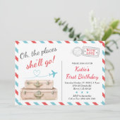 1st 2nd 3rd 飛行機 旅行 誕生日 パーティー 女の子 招待状 (スタンド正面)