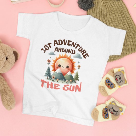 1st Adventure Around the Sun Birthday ベビーTシャツ