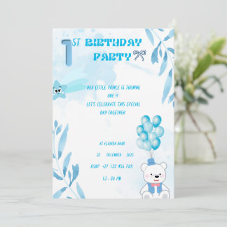 1st baby boy birthday invitation  招待状