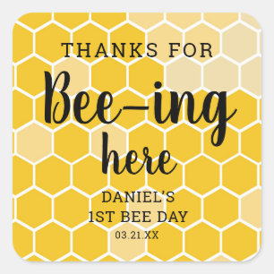 1st Bee Day Thank Being Hereありがとう スクエアシール