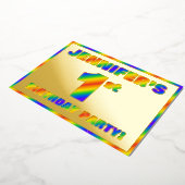 1st Birthdayパーティー—おもしろい、Rainbow Spectrum「1」 箔招待状 (回転した状態)