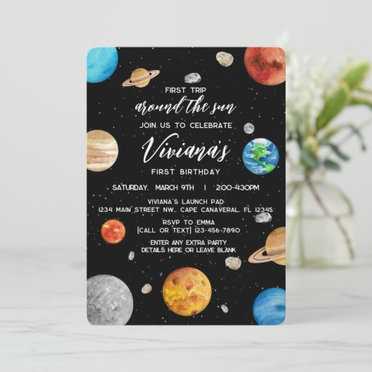 1st Birthday – 太陽のまわりにの宇宙を旅する 招待状 (スタンド正面)