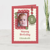 1st Birthday 1 today写真名red greenを追加 カード (正面)