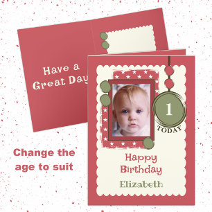 1st Birthday 1 today写真名red greenを追加 カード