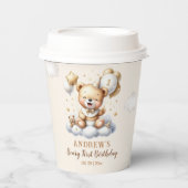 1st Birthday Adorable Teddy Bear Birthday Boy 紙コップ (正面)