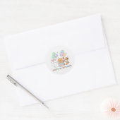 1st birthday baby animals sticker ラウンドシール (封筒)
