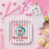 1st Birthday Berry-Sweet誕生日と写真 ペーパープレート (パーティー)