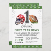 1st Birthday Boy Football招待状編集可能 招待状 (正面/裏面)