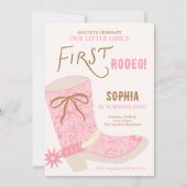 1st Birthday Cowgirl First Rodeo  Invite 招待状 (正面)