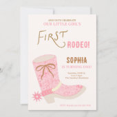 1st Birthday Cowgirl First Rodeo  Invite 招待状 (正面)