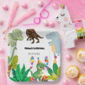 1st Birthday Dinosaur Minimal baby boy ペーパープレート (パーティー)